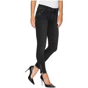 NYDJ AMI Skinny Ankle Zip Hem Detail Jeans, Black, Size 4